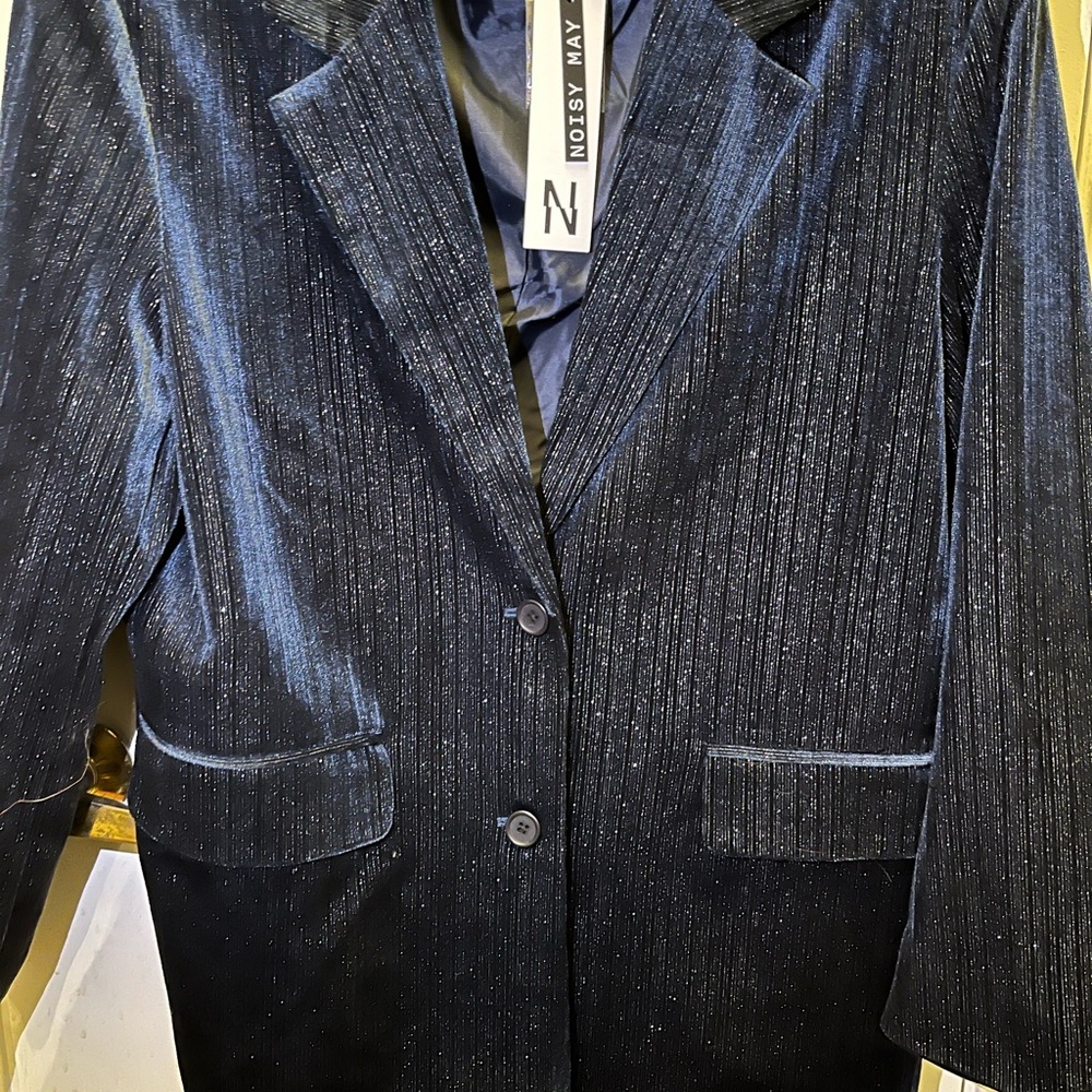 Noisy May Dark Blue Textured Blazer